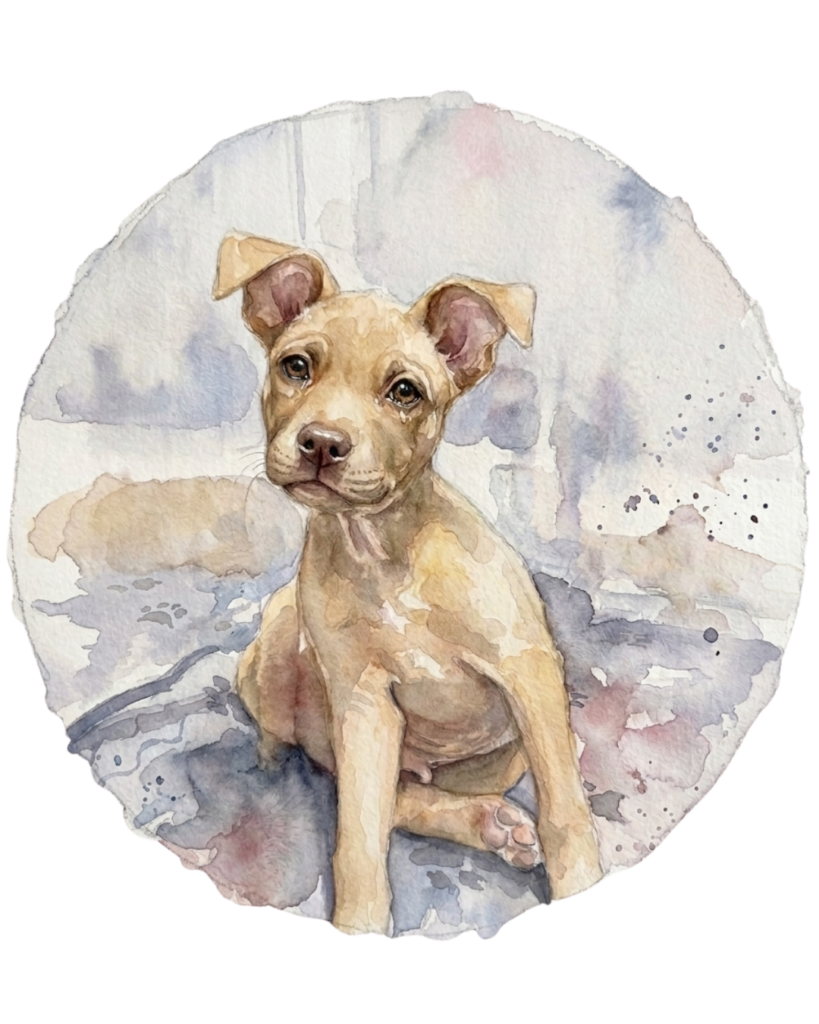 Valor, watercolor portrait of a puppy