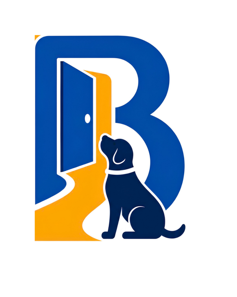 Bartow Rescue & Resources logo icon: a dog silhouette beside an open door forming the letter B